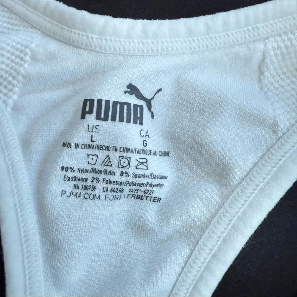 Puma Women's Classic White Sports Bra‎ Large